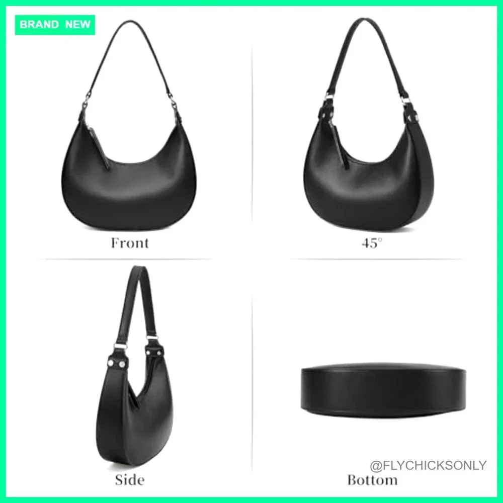 Cute Hobo Shoulder Bag with Zipper Pocket, Adjustable Strap, Faux Leather